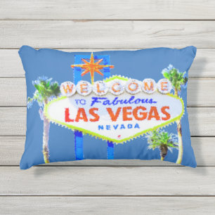 Las Vegas-Zeichen-Blau Kissen Für Draußen