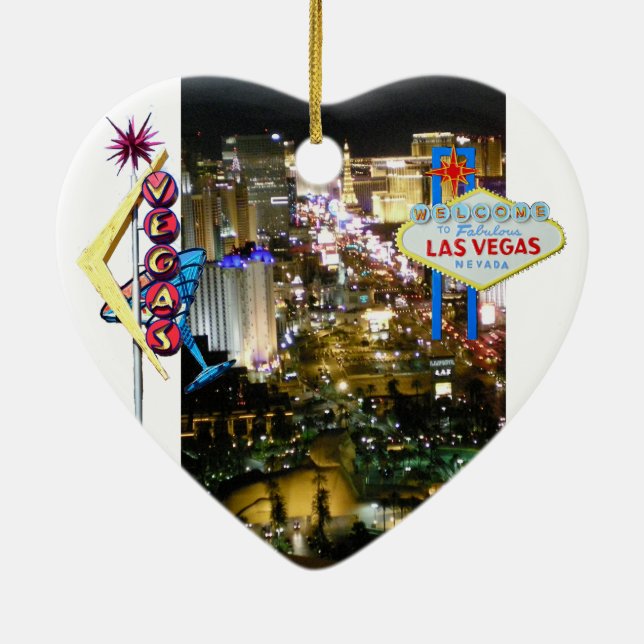 Las Vegas-Zeichen-Hochzeits-Andenken Keramik Ornament (Hinten)