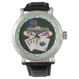 Las Vegas Zeichen und zwei Könige Poker Chip Armbanduhr