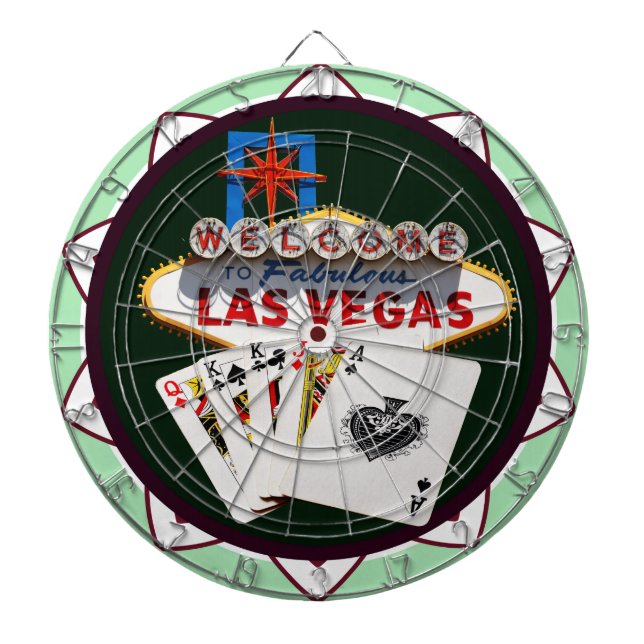 Las Vegas Zeichen und zwei Könige Poker Chip Dartscheibe (vorne)