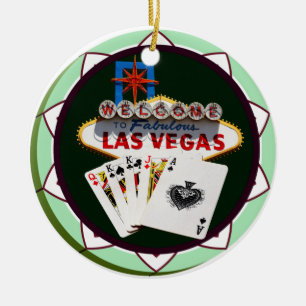 Las Vegas Zeichen und zwei Könige Poker Chip Keramikornament