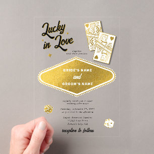 Las Vegas Zielort Casino-Hochzeit Glücklich Verlie Acryleinladungen