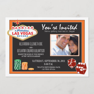 Las Vegas Zielort Hochzeitseinladung (Orange) Einladung