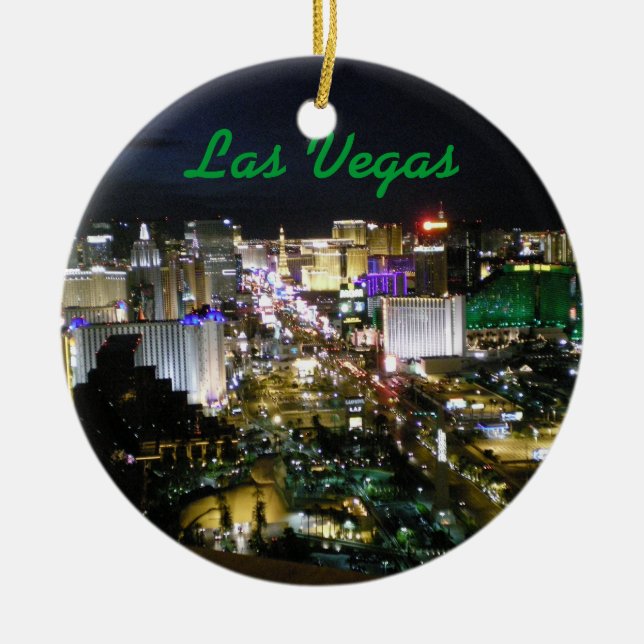 Las- Vegasstreifen-Foto nachts Keramik Ornament (Vorne)