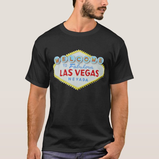 Las- Vegaszeichendoppeltes versah T-Shirt mit (Vorderseite)