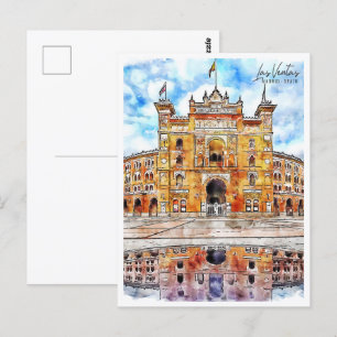 Las Ventas Madrid Spanien Reiseort Wasserfarbe Postkarte