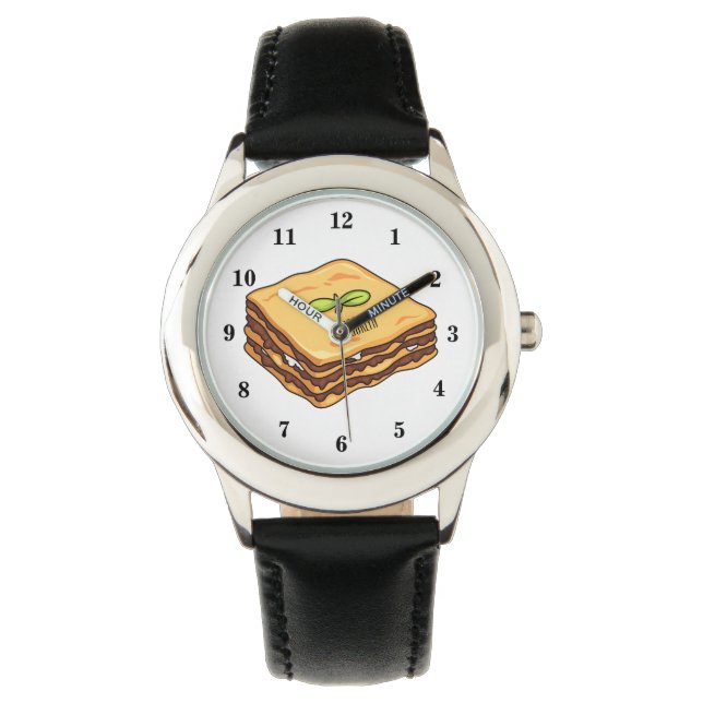 Lasagna Cartoon Illustration Armbanduhr (Vorderseite)