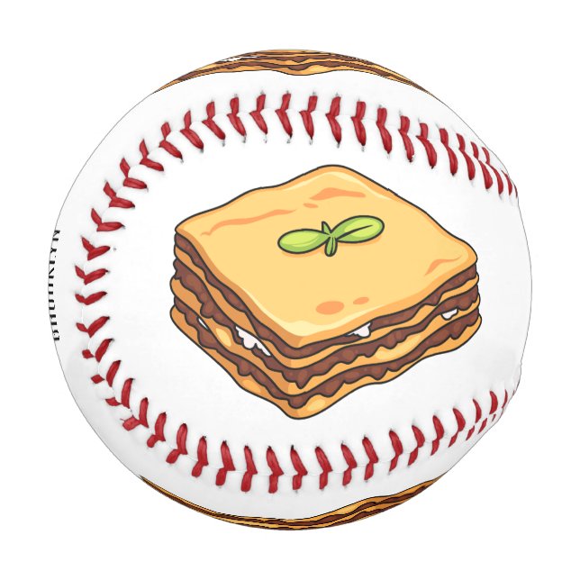 Lasagna Cartoon Illustration Baseball (Vorderseite Links)