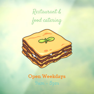Lasagna Cartoon Illustration Fensteraufkleber