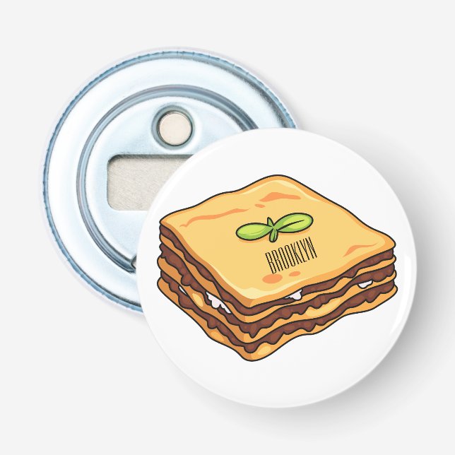 Lasagna Cartoon Illustration Flaschenöffner (Vorderseite)