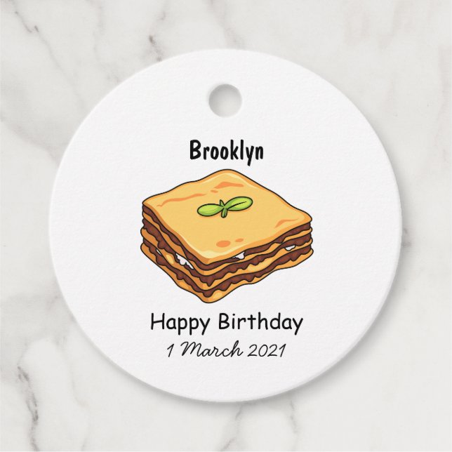 Lasagna Cartoon Illustration Geschenkanhänger (Vorderseite)