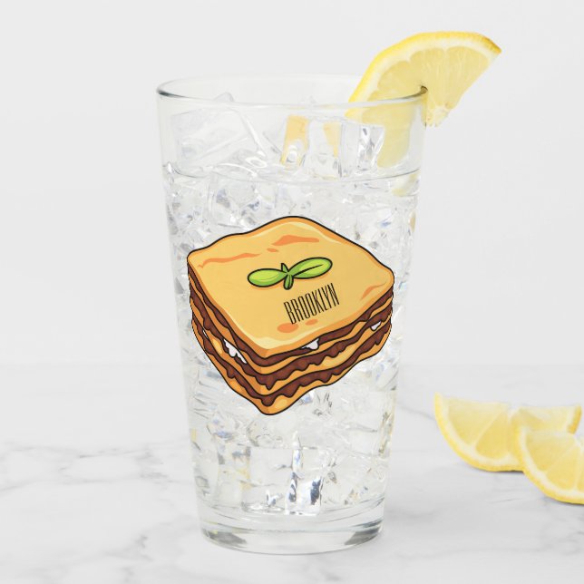 Lasagna Cartoon Illustration Glas (Rückseite Ice)