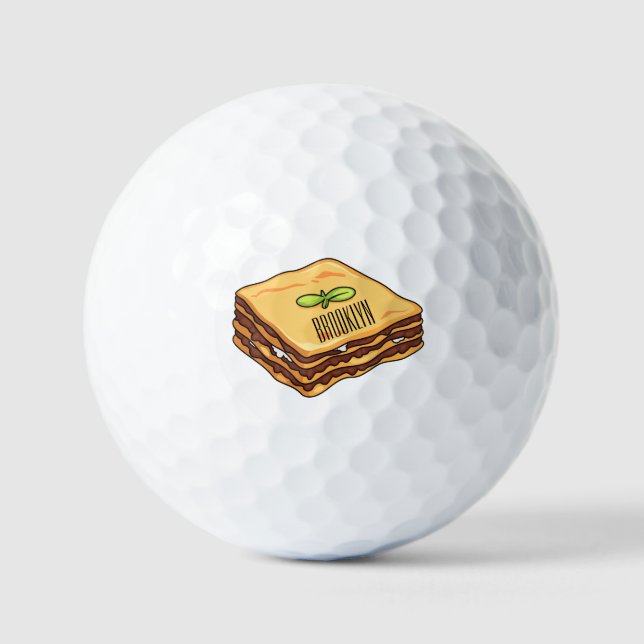 Lasagna Cartoon Illustration Golfball (Vorderseite)