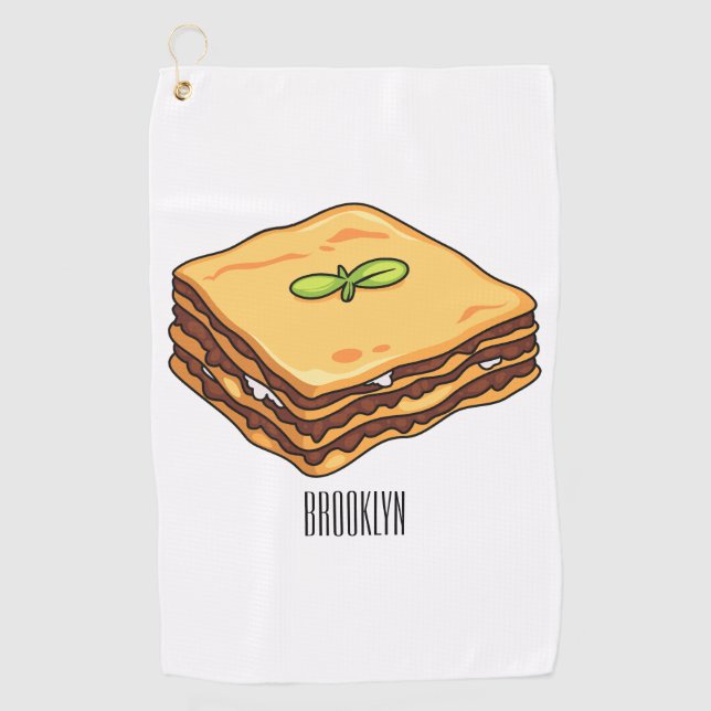 Lasagna Cartoon Illustration Golfhandtuch (Vorderseite)