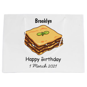 Lasagna Cartoon Illustration Große Geschenktüte