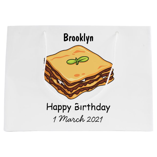 Lasagna Cartoon Illustration Große Geschenktüte (Vorderseite)