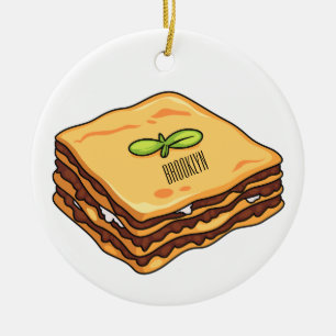 Lasagna Cartoon Illustration Keramik Ornament