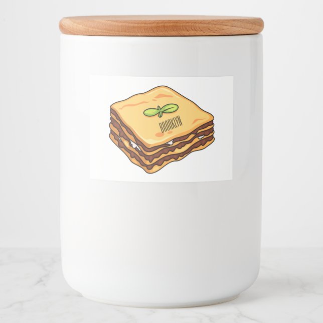 Lasagna Cartoon Illustration Lebensmitteletikett (Vorderseite)