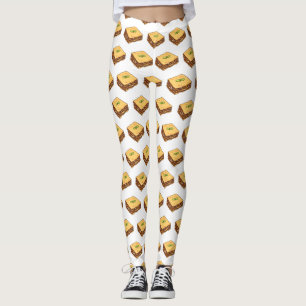 Lasagna Cartoon Illustration Leggings