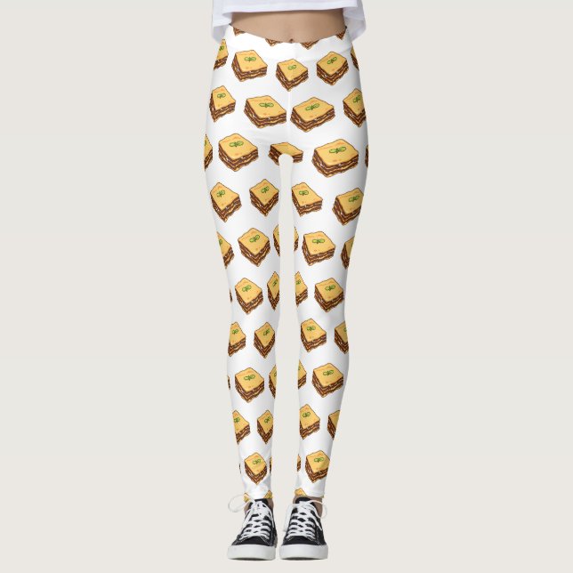Lasagna Cartoon Illustration Leggings (Vorderseite)