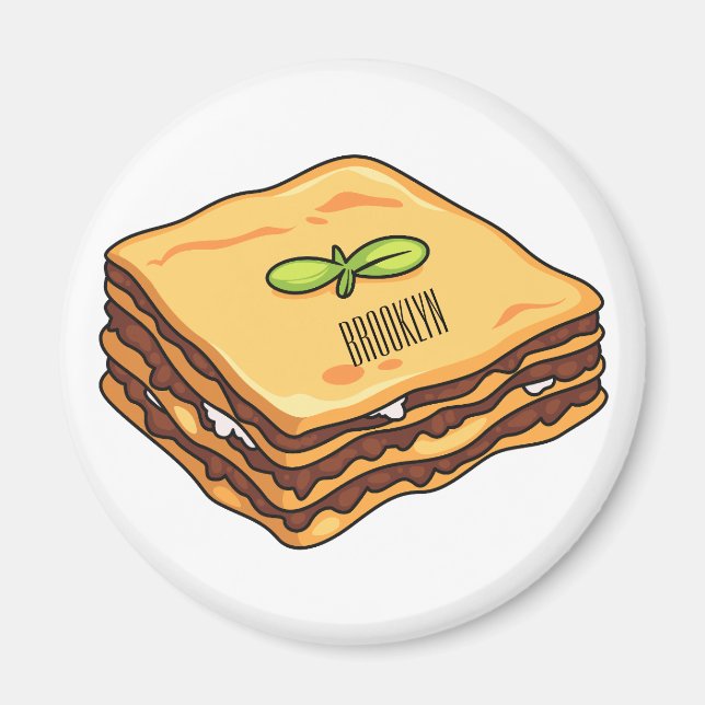 Lasagna Cartoon Illustration Magnet (Vorne)