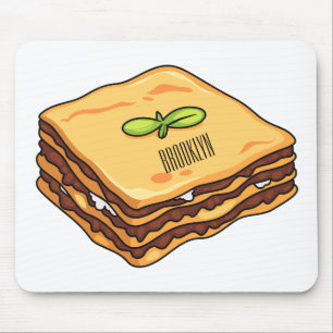 Lasagna Cartoon Illustration Mousepad