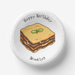 Lasagna Cartoon Illustration Pappteller