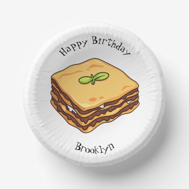 Lasagna Cartoon Illustration Pappteller (Vorderseite)