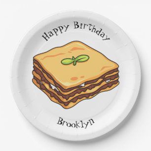 Lasagna Cartoon Illustration Pappteller