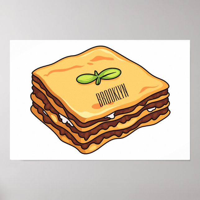 Lasagna Cartoon Illustration Poster (Vorne)