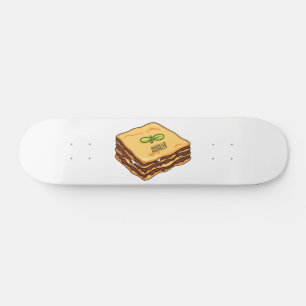 Lasagna Cartoon Illustration Skateboard