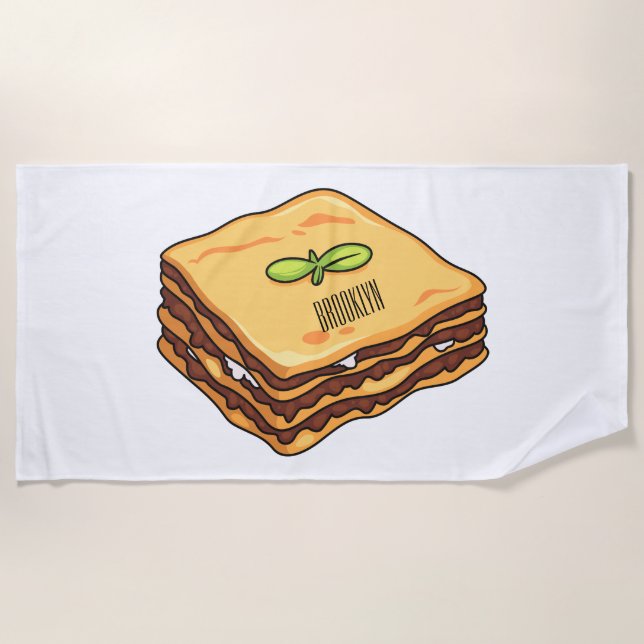 Lasagna Cartoon Illustration Strandtuch (Vorderseite)