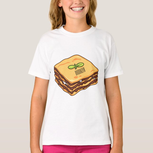 Lasagna Cartoon Illustration T-Shirt (Vorderseite)