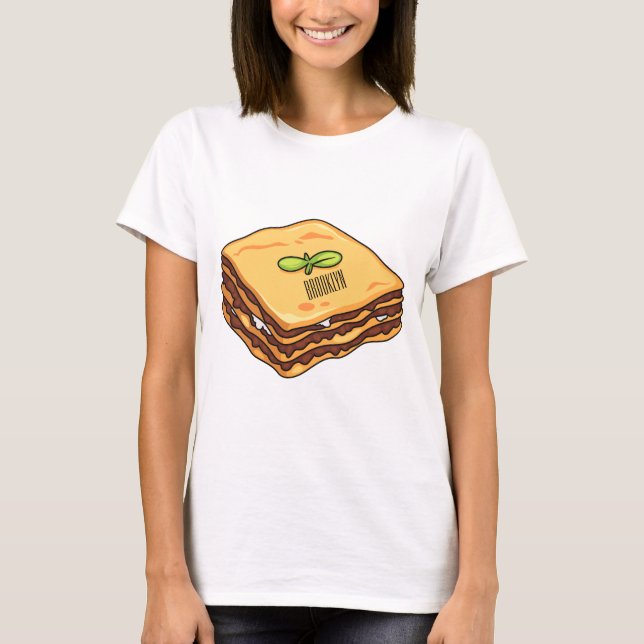 Lasagna Cartoon Illustration T-Shirt (Vorderseite)