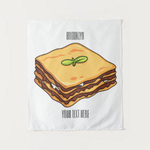 Lasagna Cartoon Illustration Wandteppich