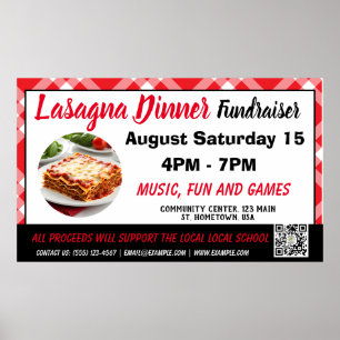 Lasagna Dinner red Fundraiser Banner Poster