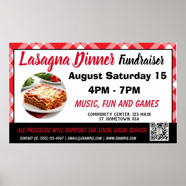 Lasagna Dinner red Fundraiser Banner Poster (Vorne)