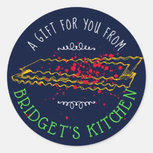 Lasagna Pasta personalisiert aus der Küche Runder Aufkleber