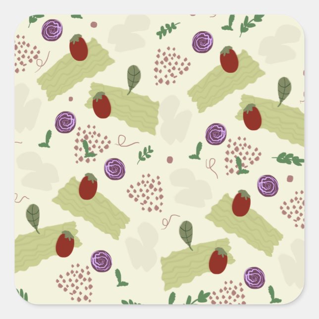 Lasagna Soup Pizza Restaurant Käse Spaghetti Quadratischer Aufkleber (Vorderseite)