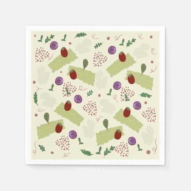 Lasagna Soup Pizza Restaurant Käse Spaghetti Serviette (Vorderseite)