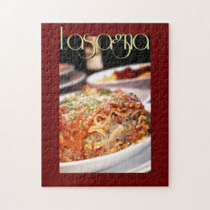 Lasagne-Abendessen am italienischen Restaurant Puzzle