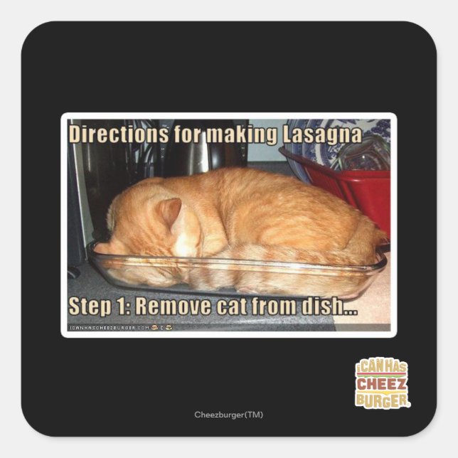 Lasagne Quadratischer Aufkleber (Vorderseite)