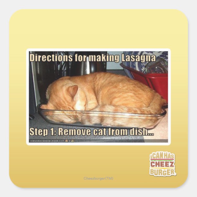 Lasagne Quadratischer Aufkleber (Vorderseite)
