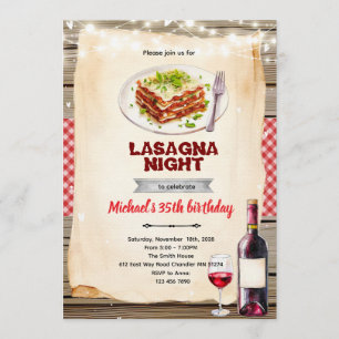 Lasagne- und Weinabend-Party-Einladung Einladung