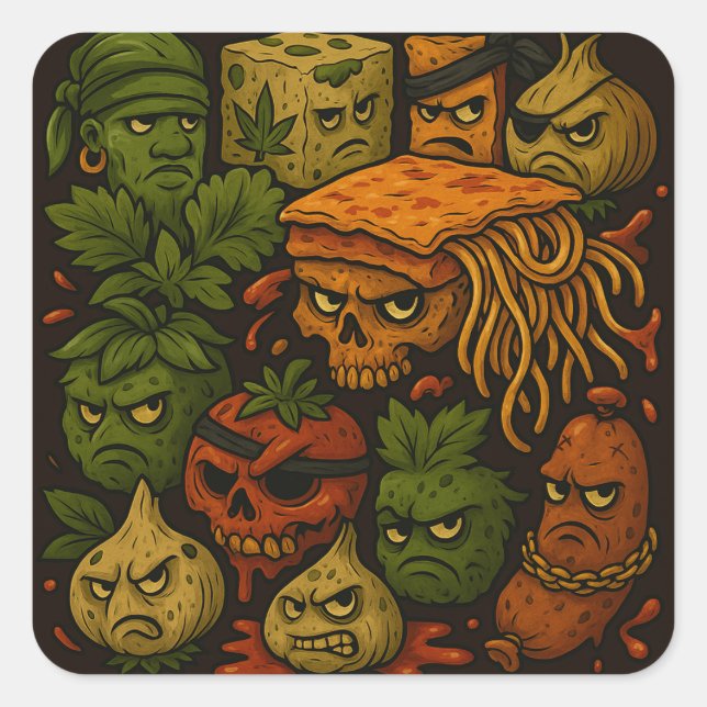 Lasanghettis Gang Quadratischer Aufkleber (Vorderseite)