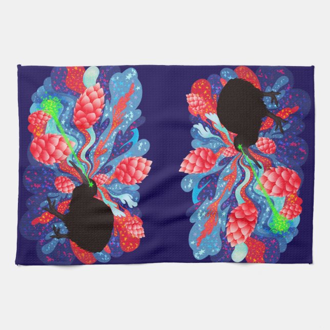 Lase Kiwi-Hop-Explosion Geschirrtuch (Horizontal)