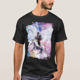 Laser-Augen Weltraumkatze auf Faultier-Einhorn - R T-Shirt