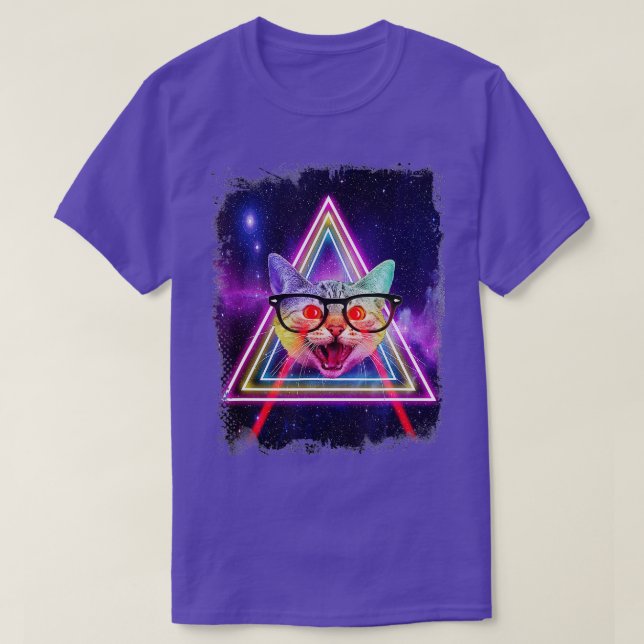 Laser Augen Weltraumkatze in Galaxy Funny Kitty fü T-Shirt (Design vorne)