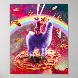 Laser Augen Weltraumkatzenfahrt auf dem Llama Einh Poster