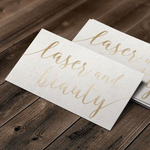 Laser & Beauty Esthetician Elegantes Gold Script Visitenkarte